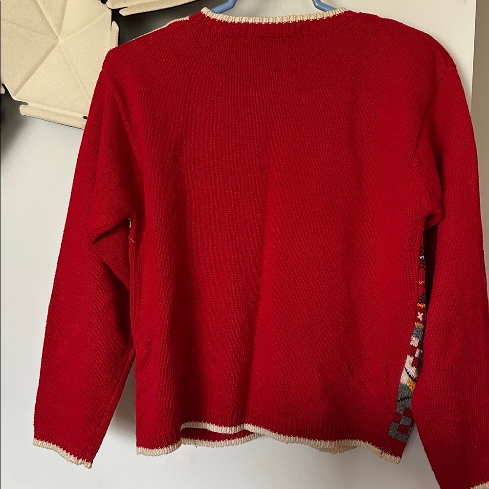 Vintage Karen Scott Christmas sweater, teddy bear plaid trendy! Size small red - Picture 6 of 7